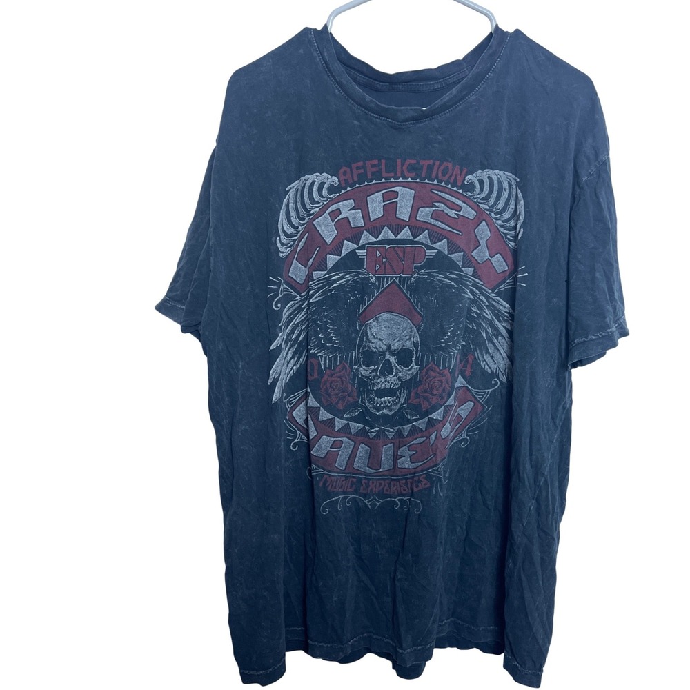 Affliction Mens Crazy Daves‎ Music Experience Skull Graphic T-Shirt Black 2XL